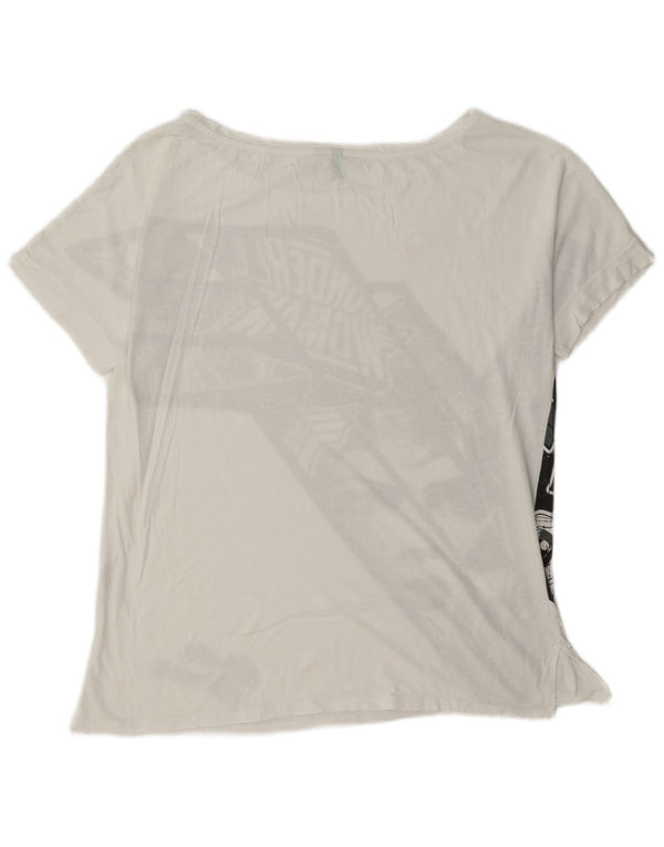 Tricou grafic Benetton pentru femei Top UK 14 Medium White Bumbac