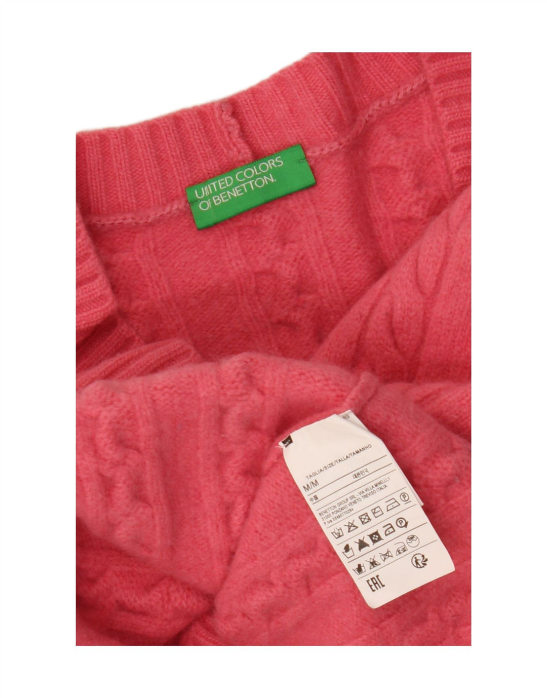 Pulover cardigan crop pentru femei BENETTON UK 14 Lână roz mediu