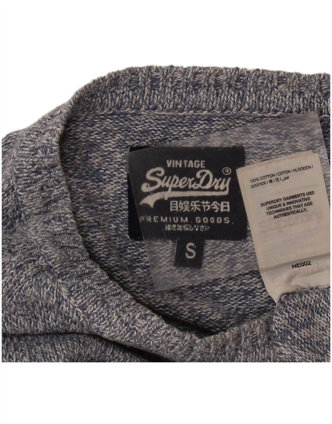 Pulover Superdry pentru bărbați, cu gât roșu, din bumbac cu pete albastre