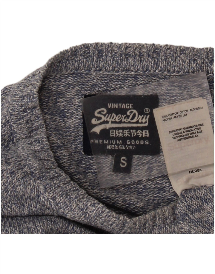 Pulover Superdry pentru bărbați, cu gât roșu, din bumbac cu pete albastre