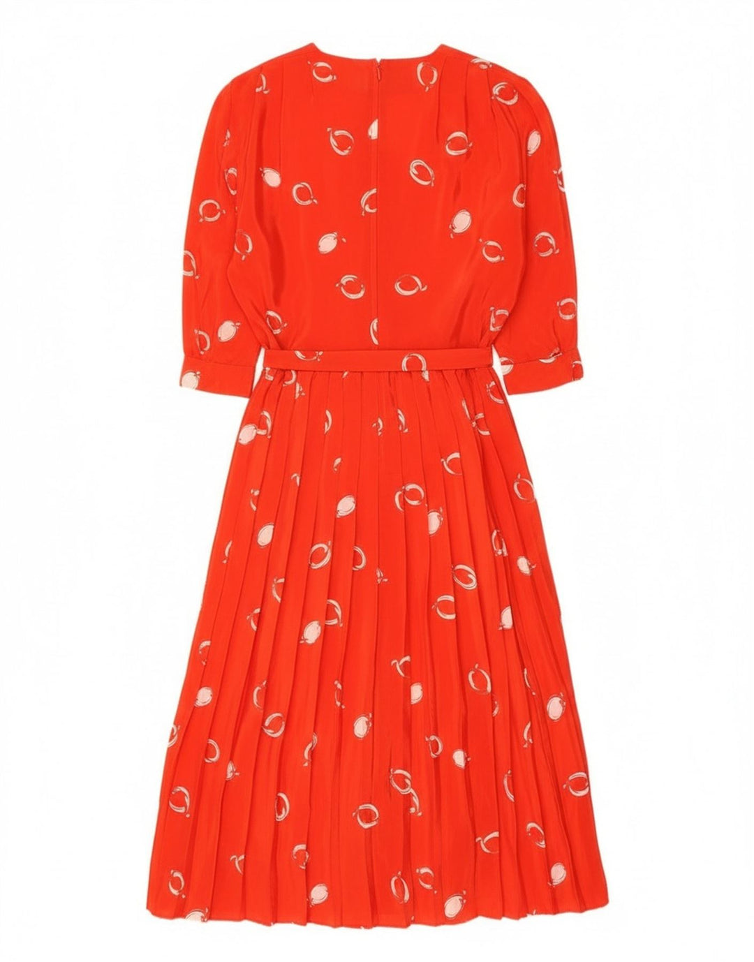 Rochie maxi cu mâneci 3/4 pentru femei vintage cu model abstract EU 42 roșu mare