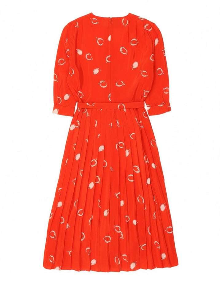 Rochie maxi cu mâneci 3/4 pentru femei vintage cu model abstract EU 42 roșu mare