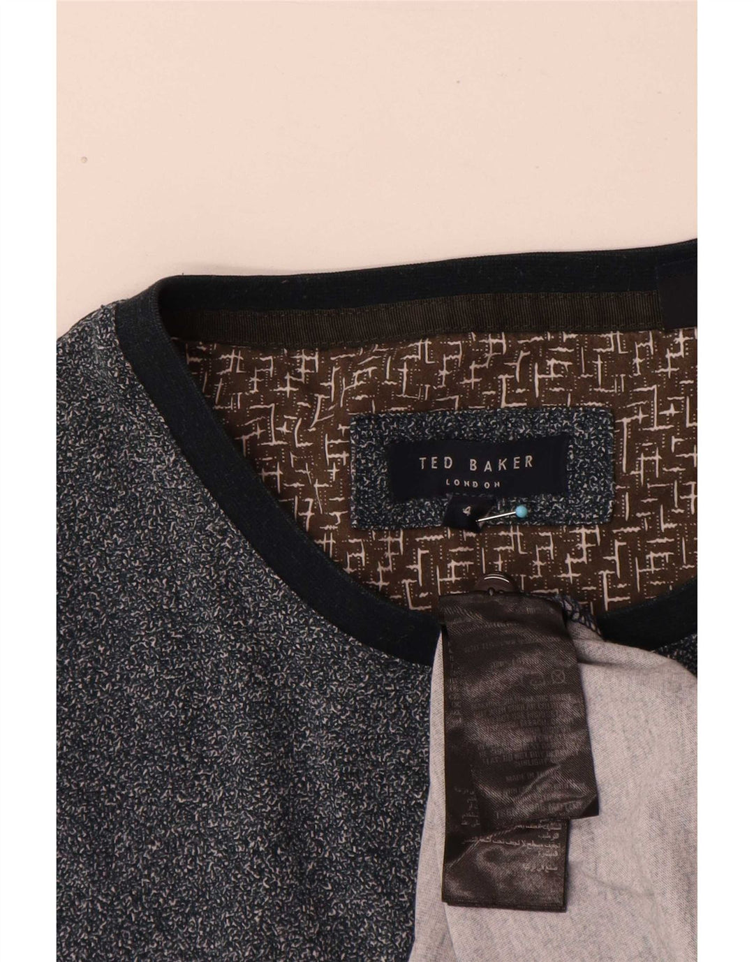 Tricou pentru bărbați Ted Baker Mărimea 4 mare, bumbac cu pete, albastru bleumarin
