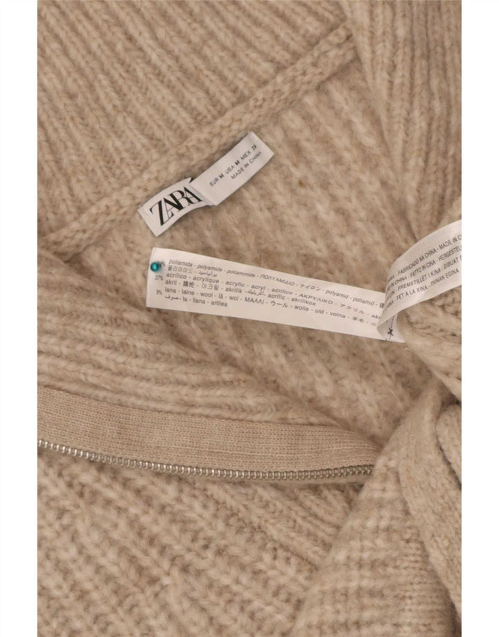 Zara femei Crop Vest Tank Top UK 14 Medium Bej Poliamidă