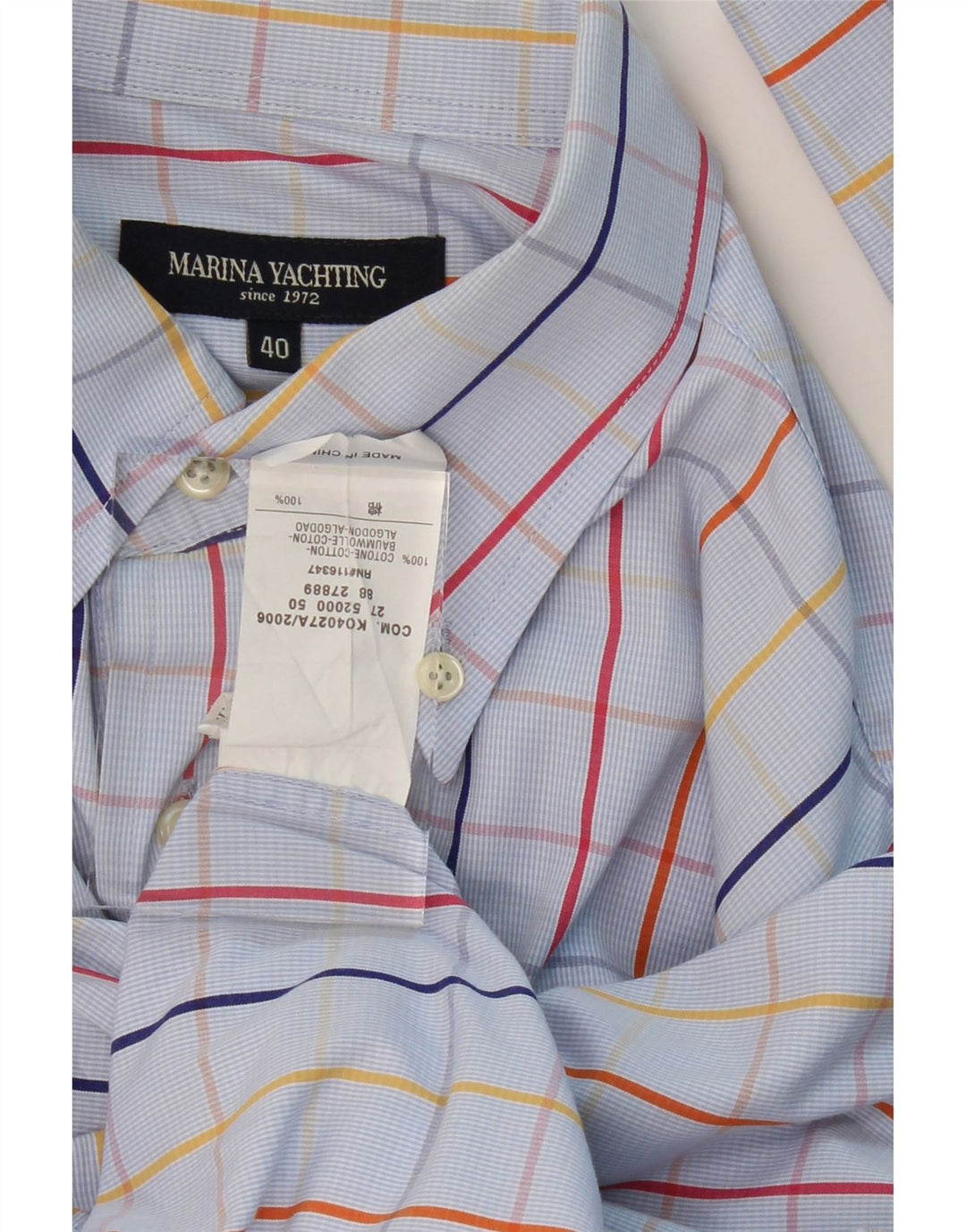 MARINA YACHTING Mens Shirt Size 40 Medium Blue Check Cotton Vintage Marina Yachting and Second-Hand Marina Yachting from Messina Hembry 