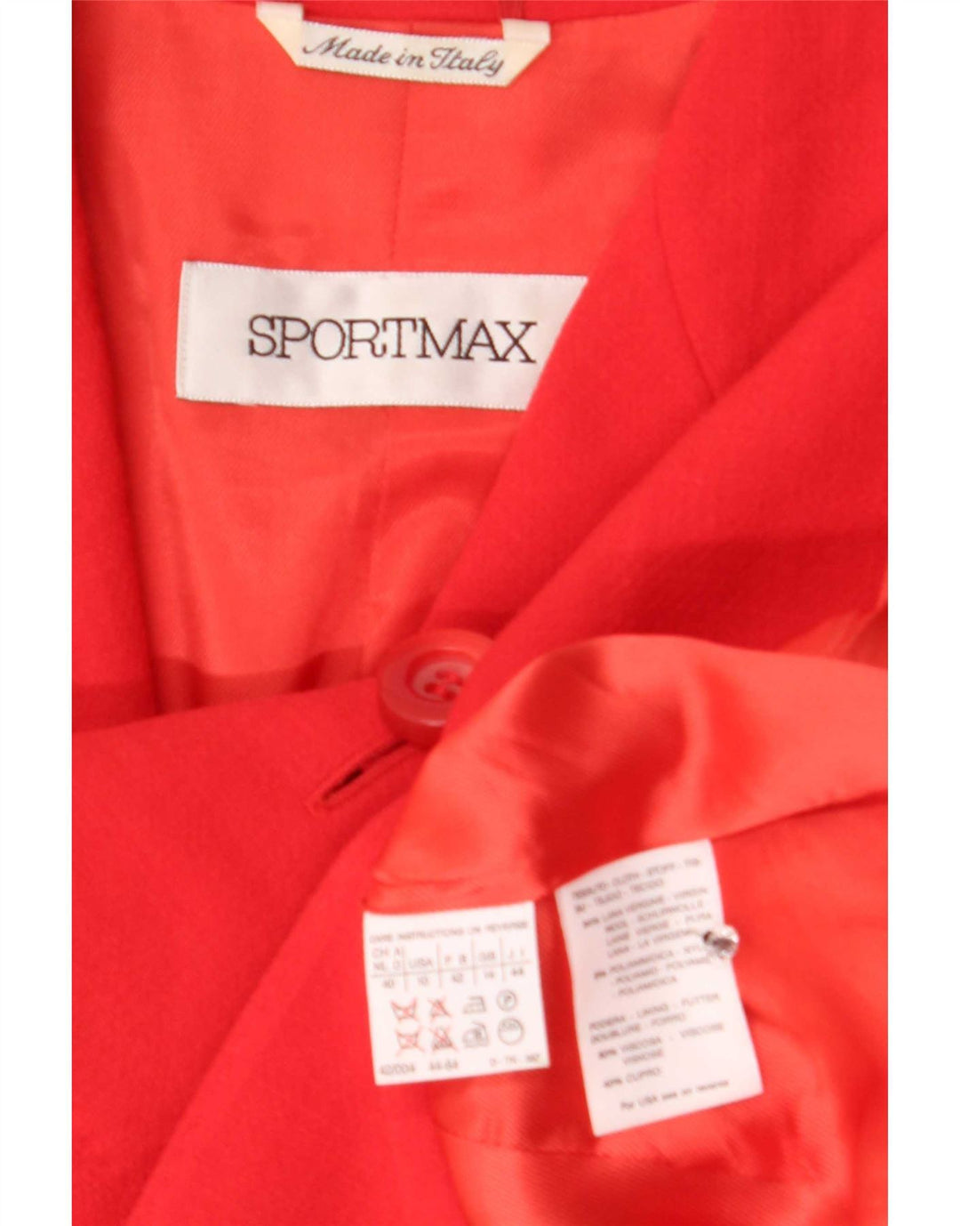 Jachetă Sportmax pentru femei, cu 4 nasturi, UK 14, lână virgină, roșie, mare