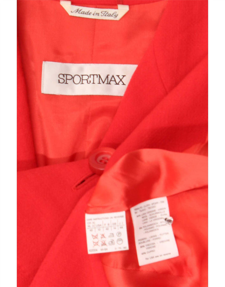 Jachetă Sportmax pentru femei, cu 4 nasturi, UK 14, lână virgină, roșie, mare
