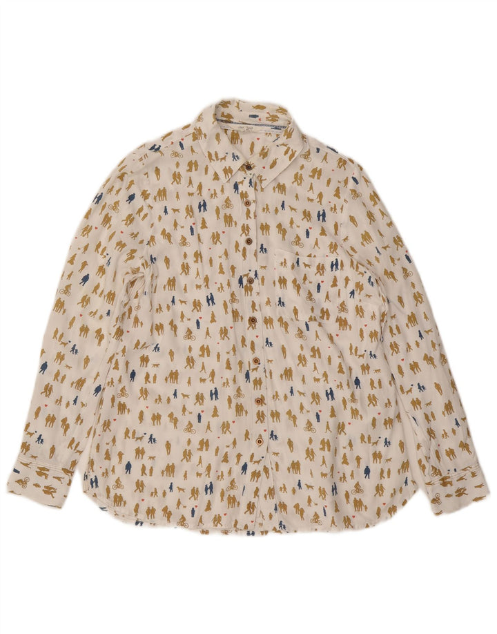 White Stuff Bluză cămașă cu model abstract pentru femei UK 8 Small Off White