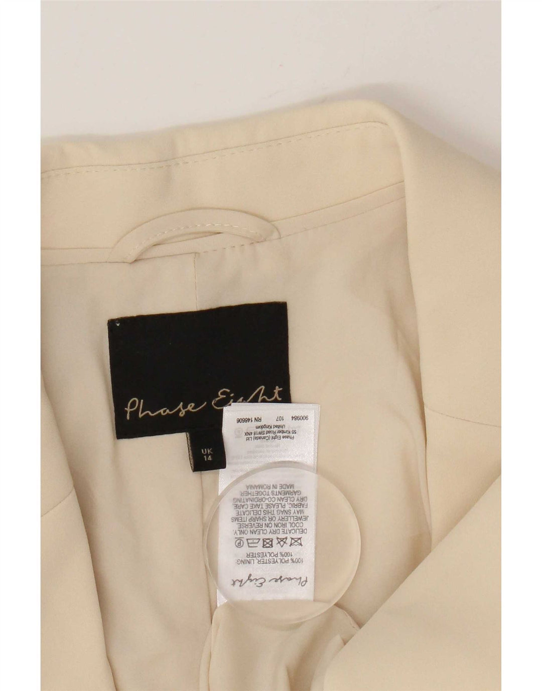 Jachetă Blazer pentru femei Phase Eight cu 2 nasturi UK 14 Medium Bej Poliester