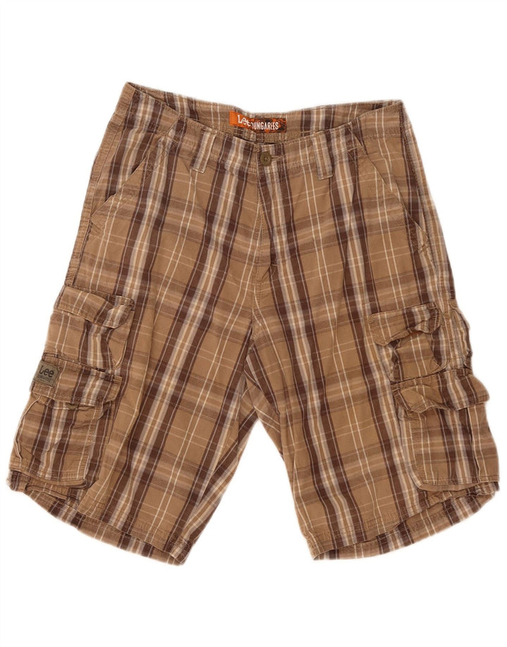 Pantaloni scurți cargo pentru bărbați Lee W30, bumbac carouri maro mediu