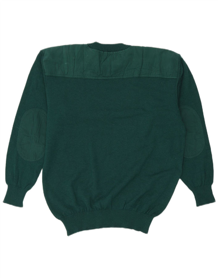 Pulover vintage pentru bărbați cu gâtul turnat, lână virgină mare, verde