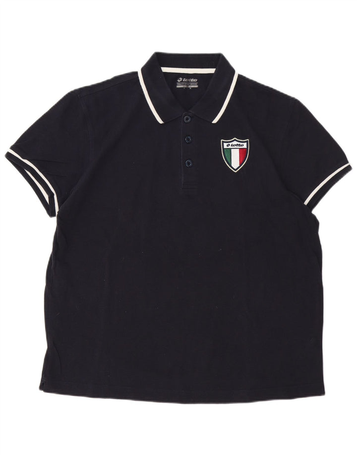 Tricou polo pentru bărbați Lotto, bumbac, albastru bleumarin mediu