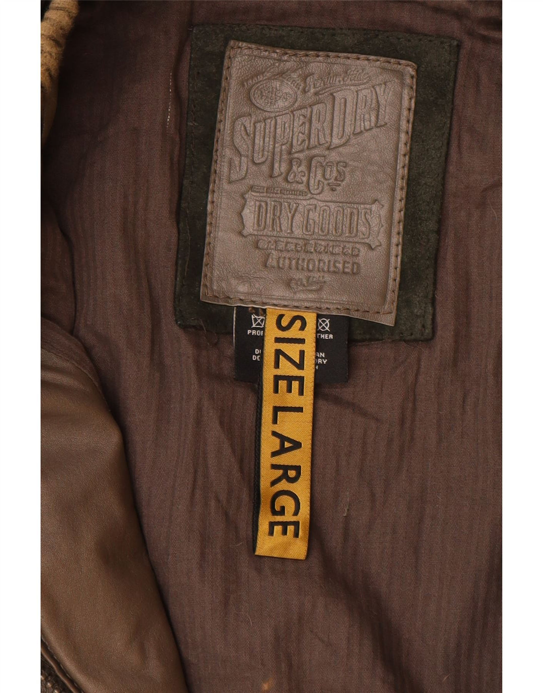 Jachetă militară din piele Superdry pentru femei UK 16, piele maro mare