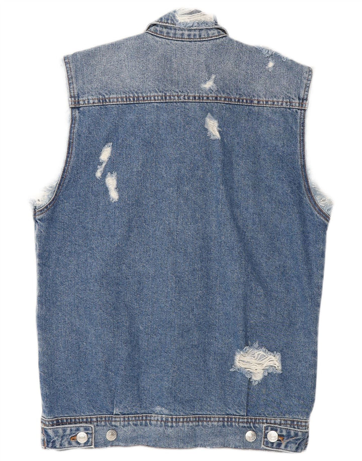 Gilet pentru bărbați din denim învechit Zara UK 36 mic, albastru, bumbac
