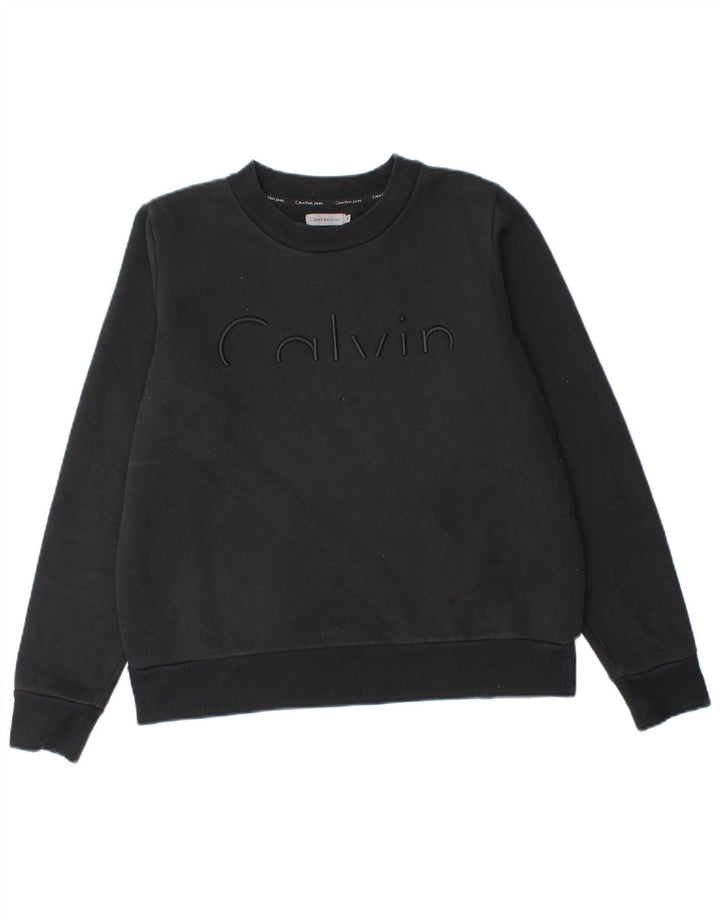 Calvin Klein Jeans Pulover cu grafic pentru femei UK 14 Medium Black