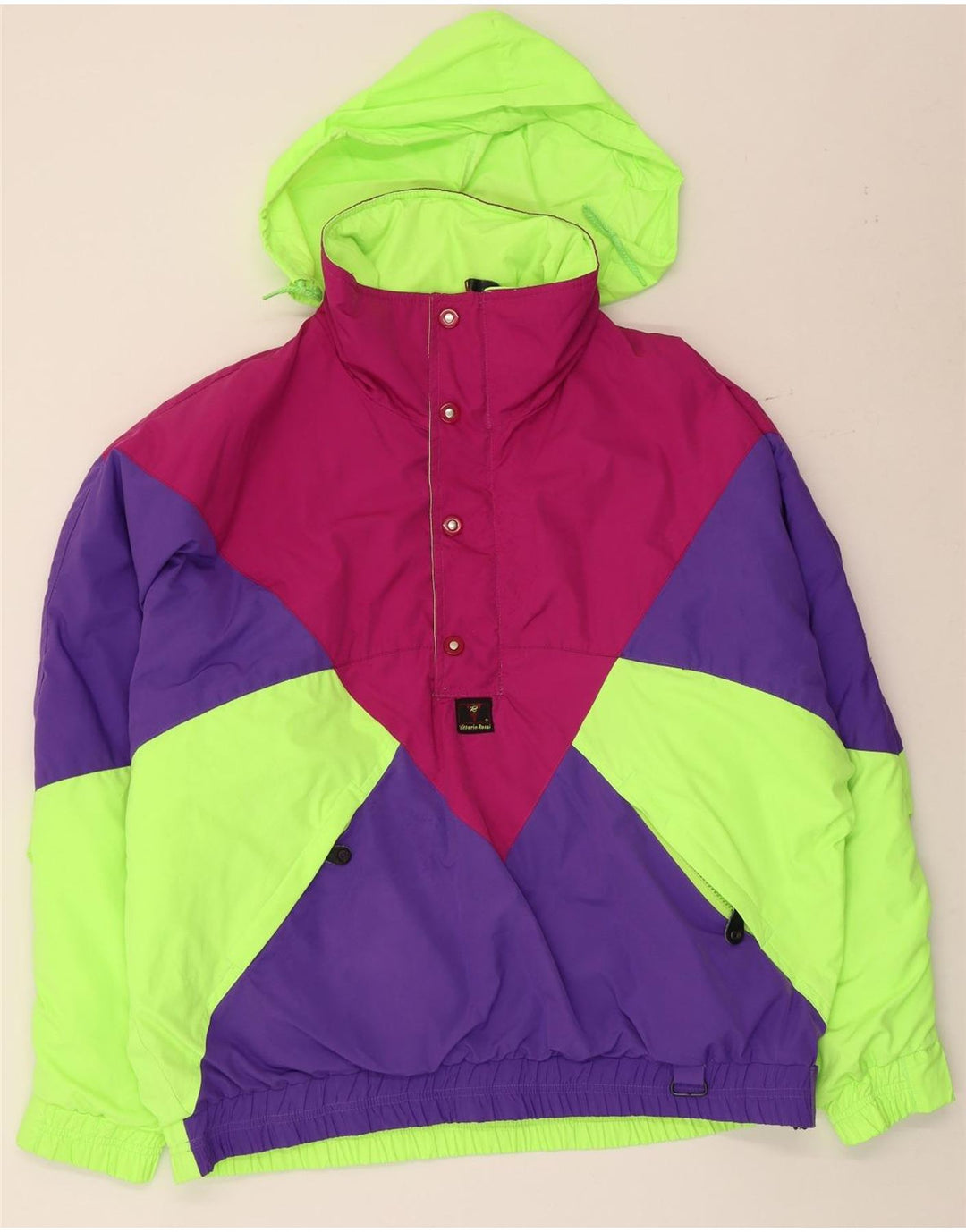 Jachetă Anorak cu glugă vintage pentru bărbați IT 50, mare, multicoloră