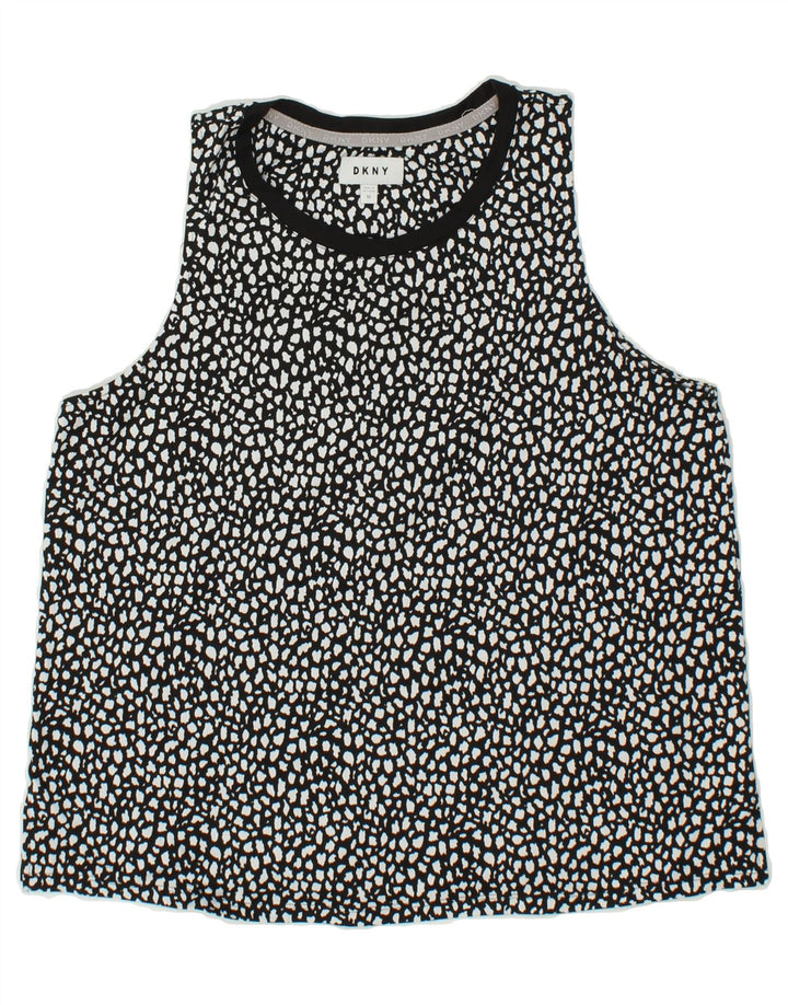 DKNY Womens Graphic Vest Top UK 14 Medium Grey Spotted Polyester Vintage Dkny and Second-Hand Dkny from Messina Hembry 