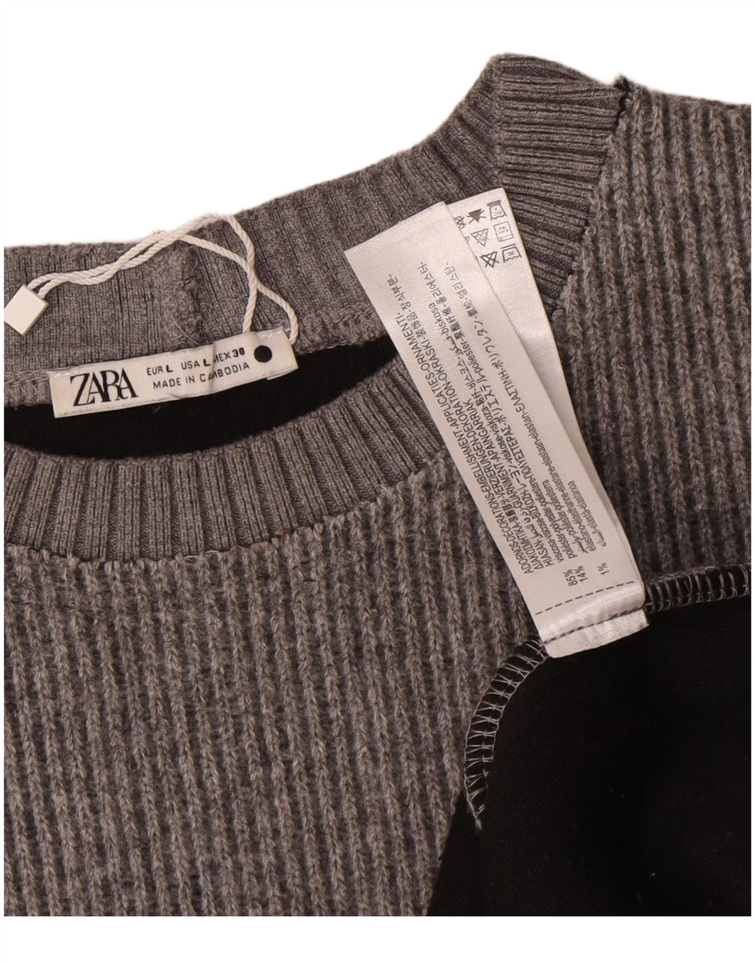 Pulover pentru damă Zara, cu gât turnut, UK 16, lână mare, gri