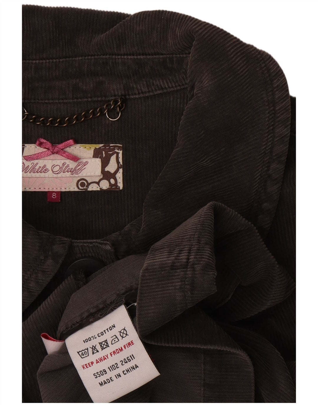 White Stuff Jachetă din velur pentru femei UK 8 Small Grey Bumbac