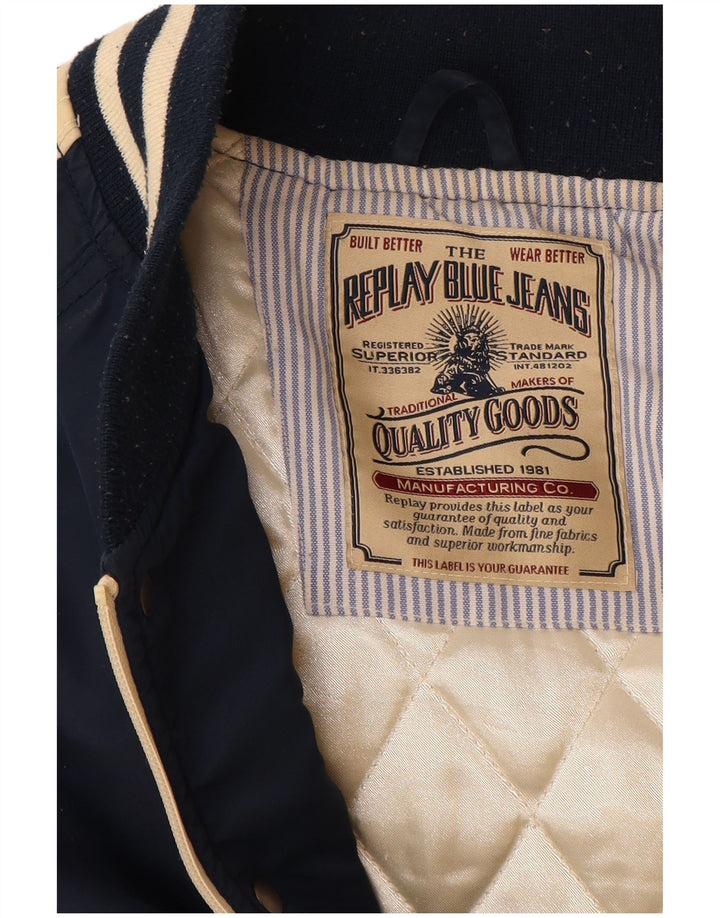 Jachetă Varsity cu grafică pentru bărbați REPLAY UK 38 Medium Bleumarin Colorblock