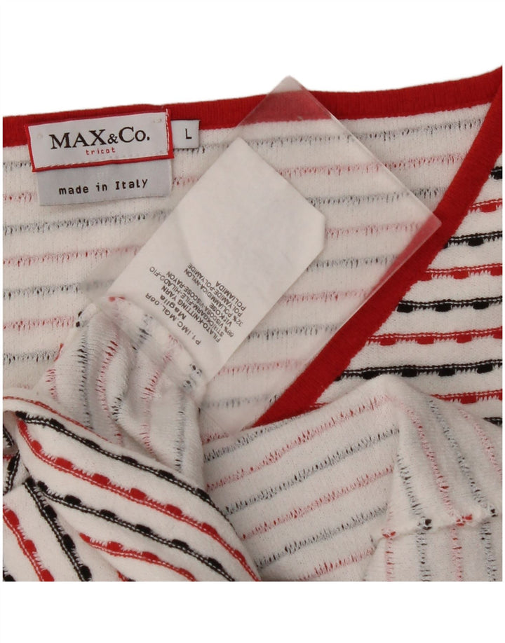 MAX & CO. Crop Top pentru femei cu mâneci 3/4 UK 14, mare, cu dungi albe, viscoză