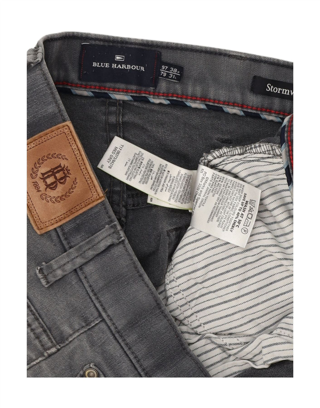 Blugi drepți pentru bărbați Marks & Spencer Blue Harbour W38 L31 bumbac gri