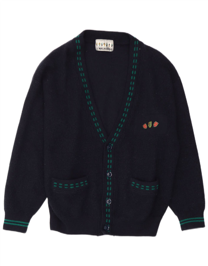 Pulover cardigan pentru bărbați Malagrida Lână cu dungi albastru bleumarin mediu
