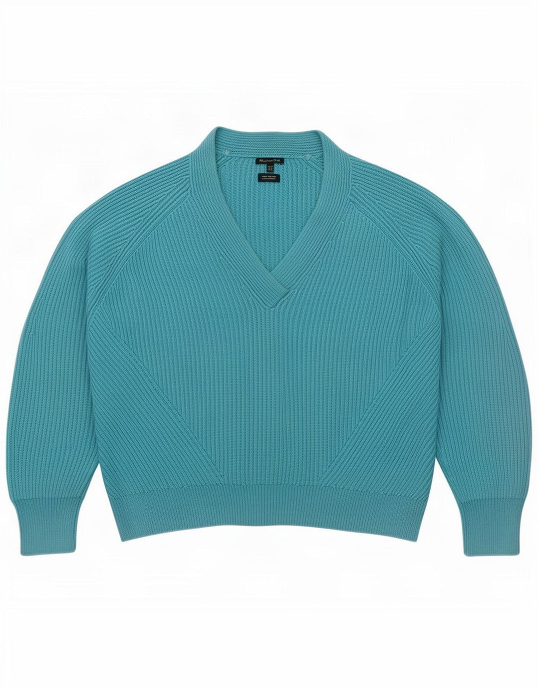 Pulover de damă Massimo Dutti cu decolteu în V supradimensionat, UK 14, albastru mediu