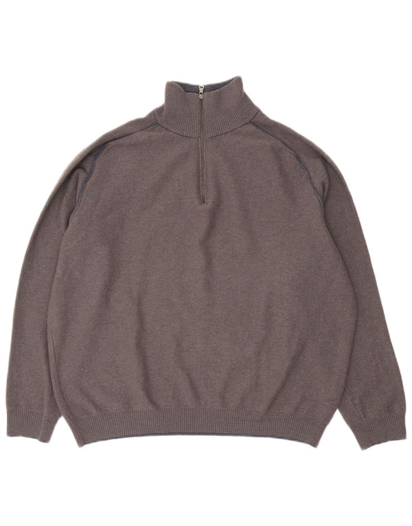 Pulover pentru bărbați Hugo Boss, slim fit, cu fermoar și gât, 2XL, lână virgină gri