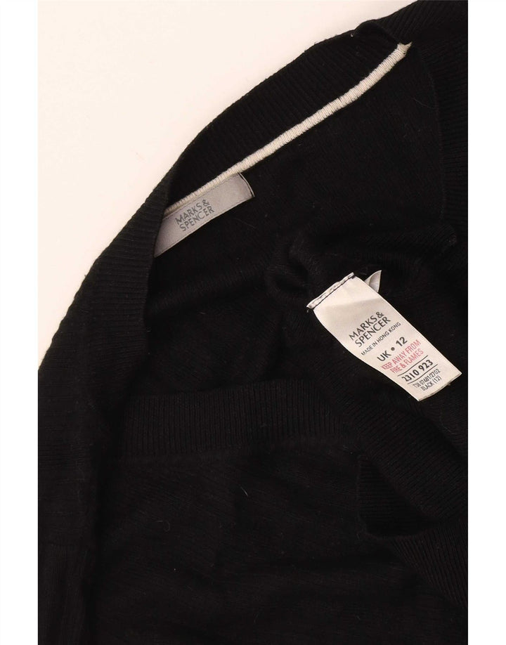 Pulover cu decolteu în V pentru femei Marks & Spencer, UK 12 Medium Negru