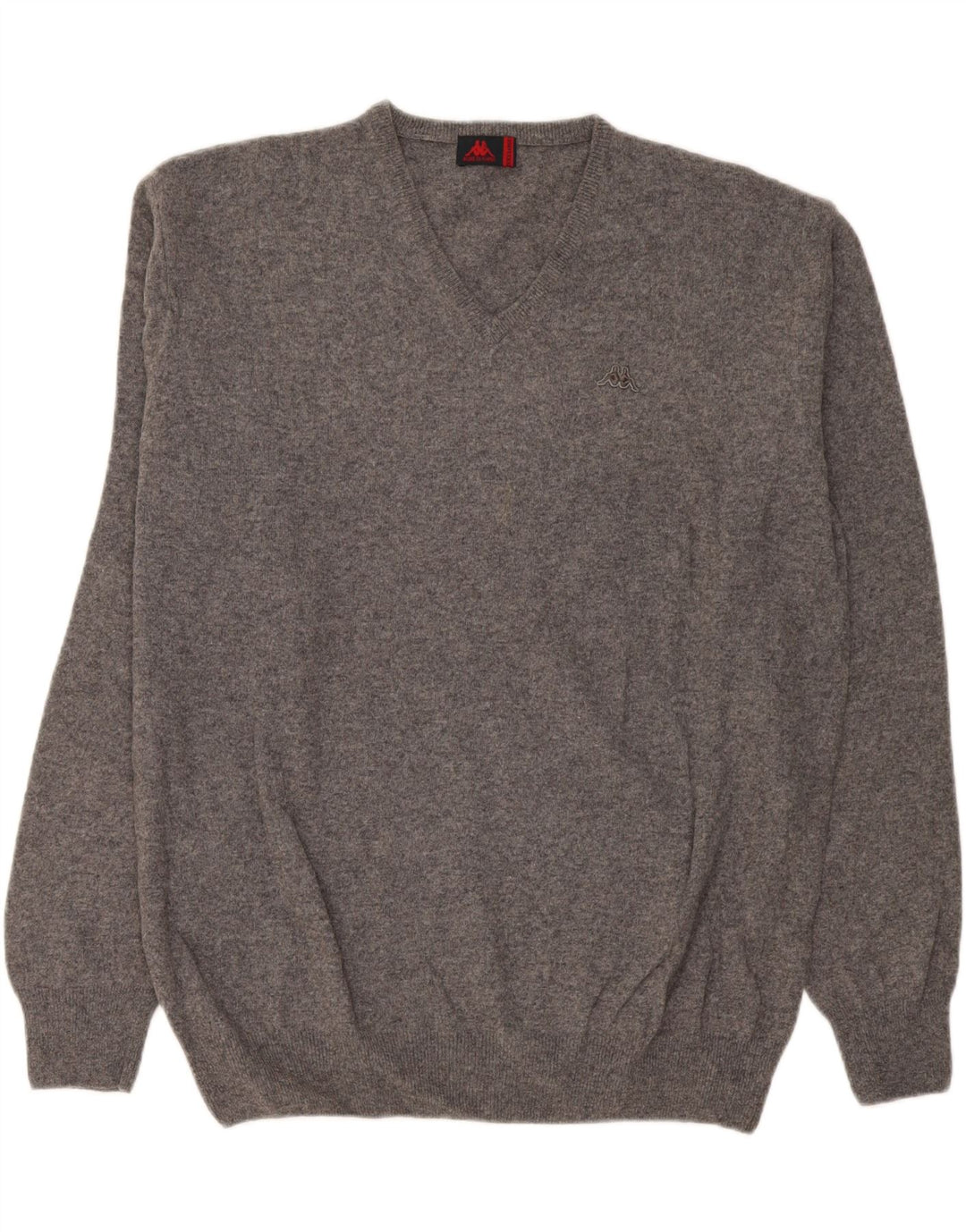 Pulover pentru bărbați Kappa cu decolteu în V, 3XL, lână de miel gri