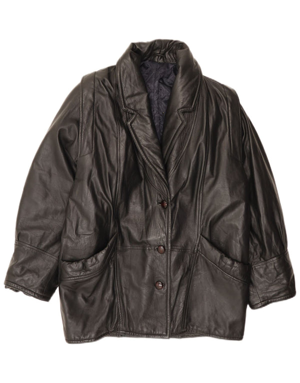 Lavorazione Artigiana Palton din piele pentru femei UK 18 XL Piele neagră