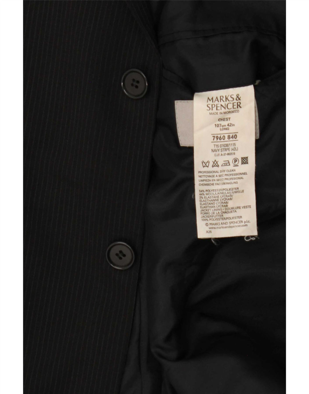 Marks & Spencer Blazer Jacket pentru bărbați UK 42 mare, bleumarin, cu dungi clasice