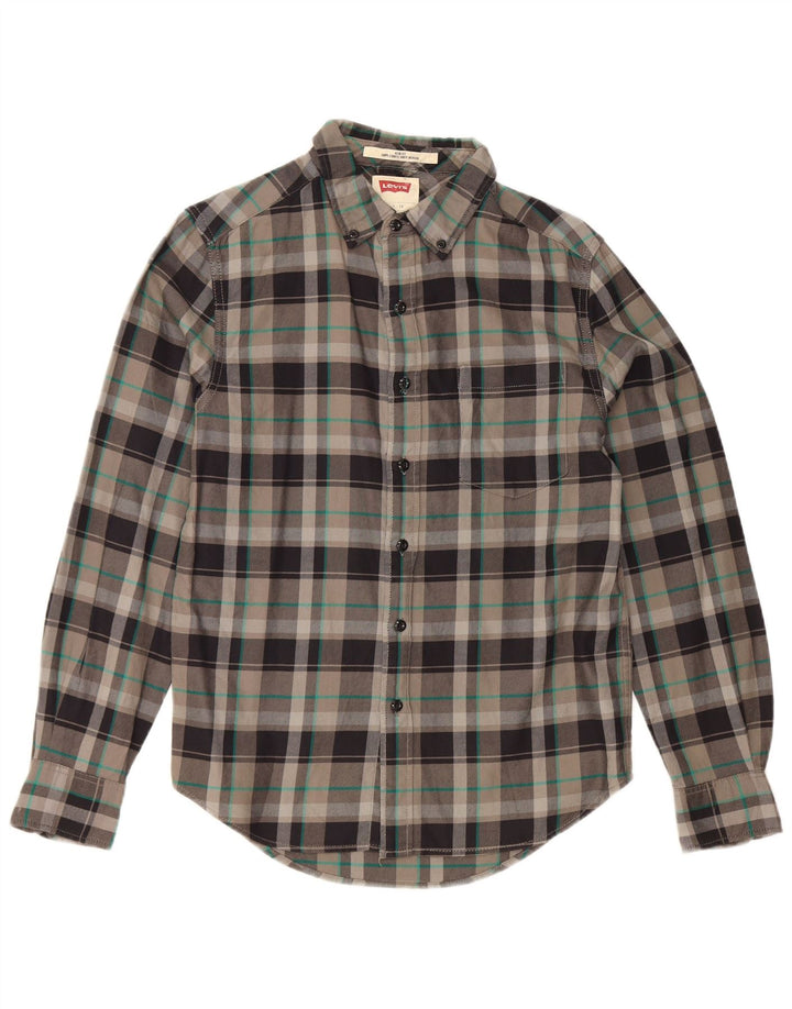 Cămașă de flanel pentru bărbați Levi's Slim Fit, bumbac cu carouri, gri mic