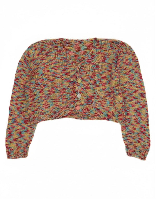 Pulover Vintage pentru femei Crop Cardigan UK 14 Medium Multicolor Flecked