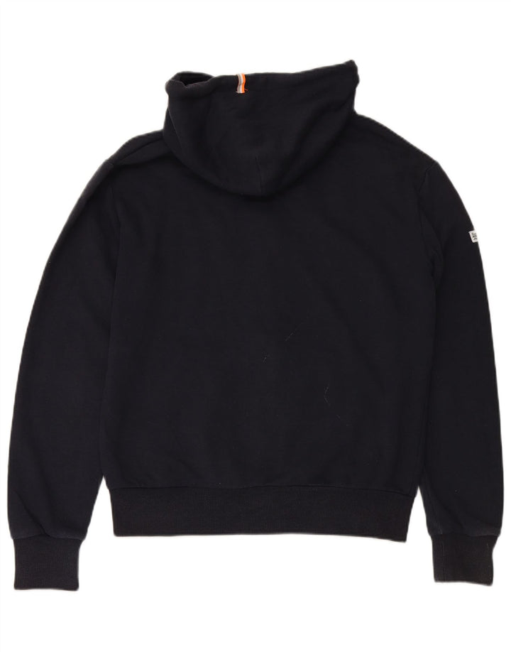 SUPERDRY Pulover cu capota cu fermoar pentru bărbați, mare, albastru, bumbac