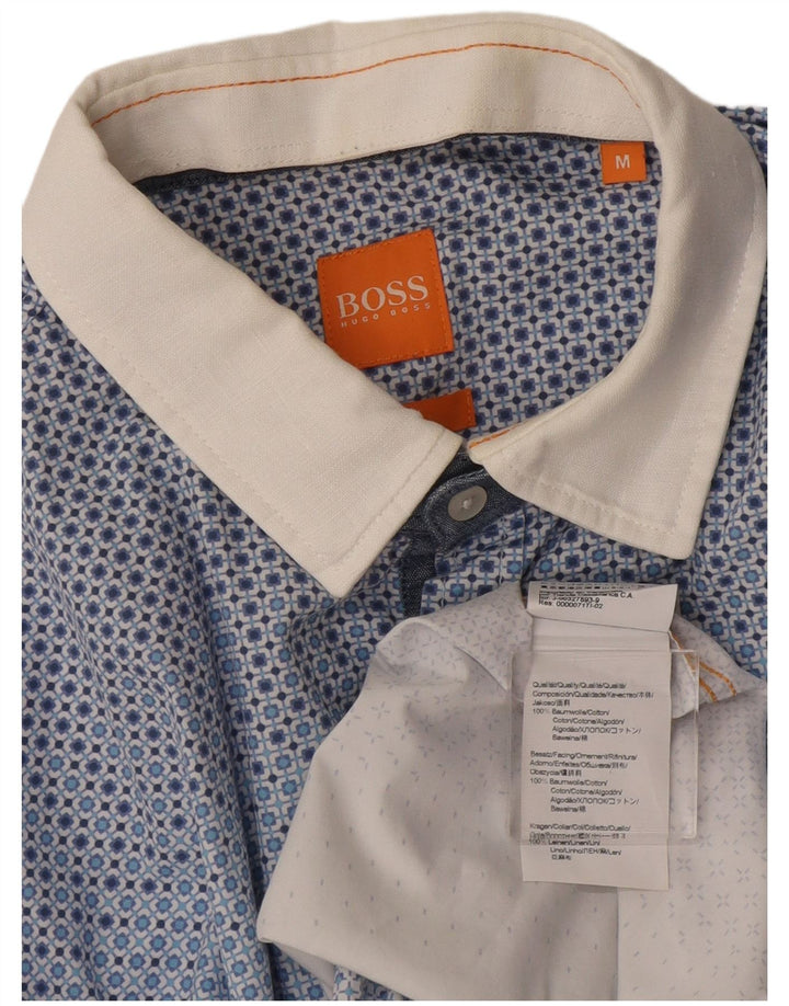 Cămașă pentru bărbați Hugo Boss, bumbac geometric, albastru mediu
