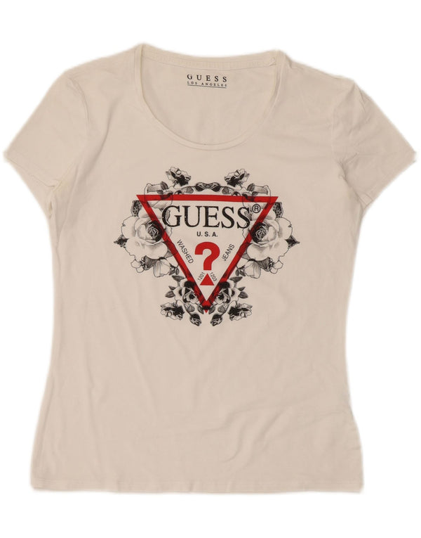 Tricou grafic Guess pentru femei Top UK 12 Medium White
