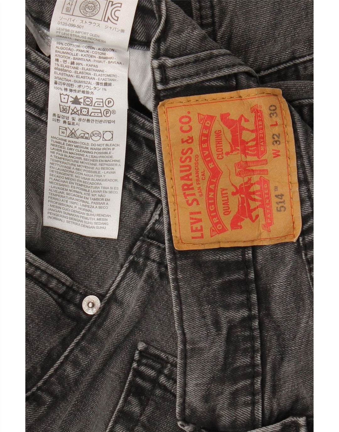 Blugi drepti pentru bărbați Levi's 514 W32 L30 bumbac gri