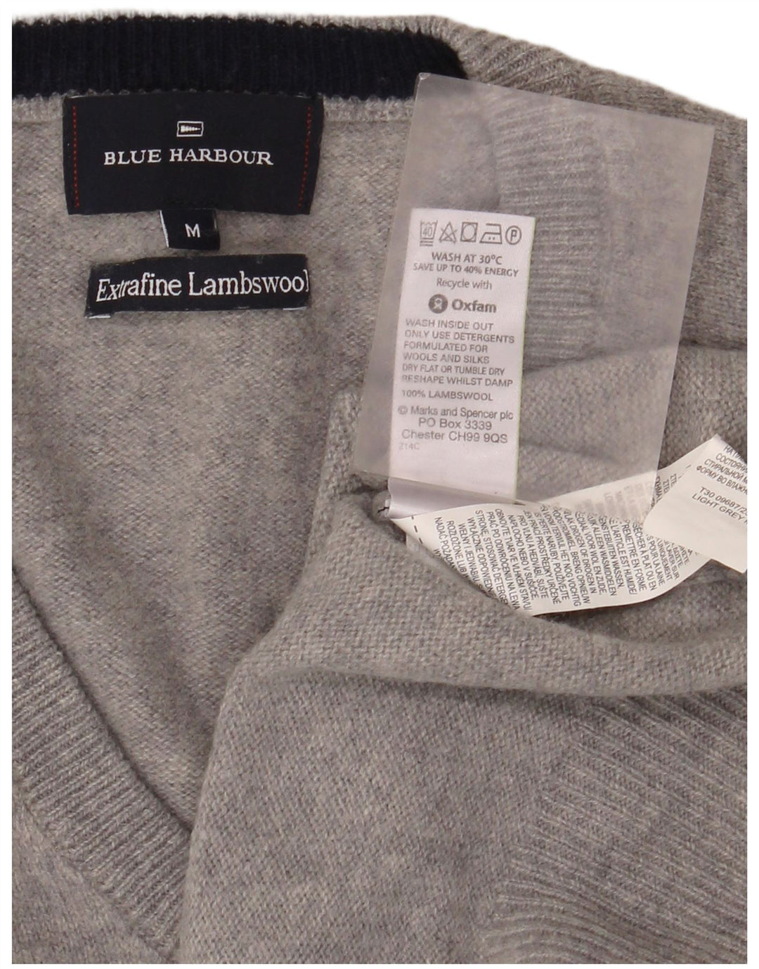 Marks & Spencer Pulover cu decolteu în V Blue Harbour pentru femei UK 14 Gri mediu