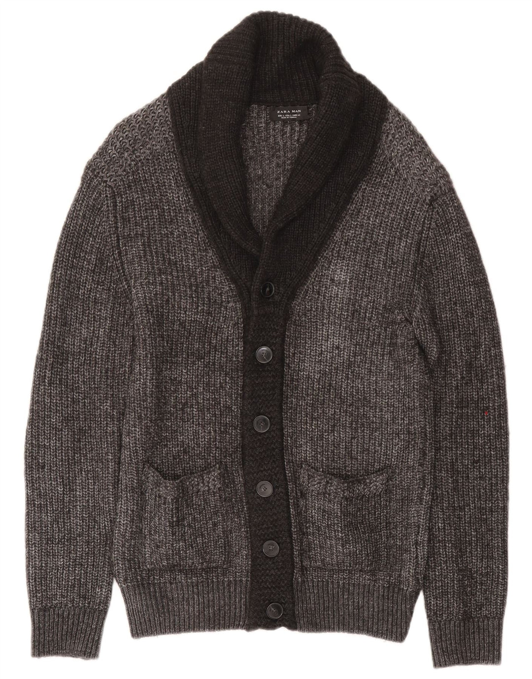 Pulover cardigan pentru bărbați Zara, mare, gri cu pete acrilice