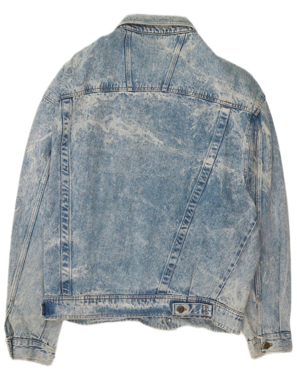 Jachetă de denim vintage pentru bărbați cu spălare acidă UK 40, mare, albastru, bumbac