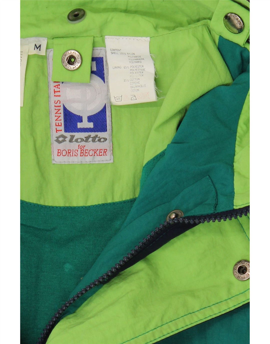 LOTTO Mens Rain Jacket UK 38 Medium Blue Colourblock Nylon Vintage Lotto and Second-Hand Lotto from Messina Hembry 