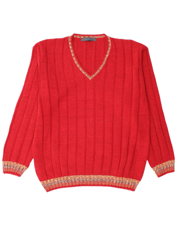 Pulover cu decolteu în V Dardano pentru bărbați, 2XL, lână roșie