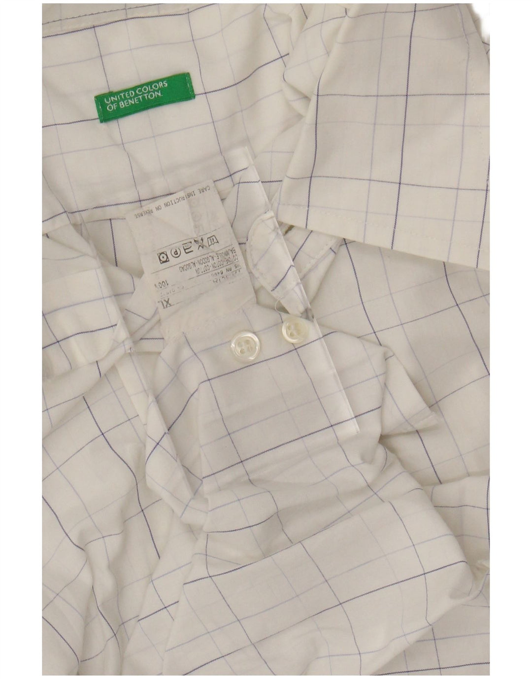Cămașă pentru bărbați BENETTON XL, bumbac cu carouri albe