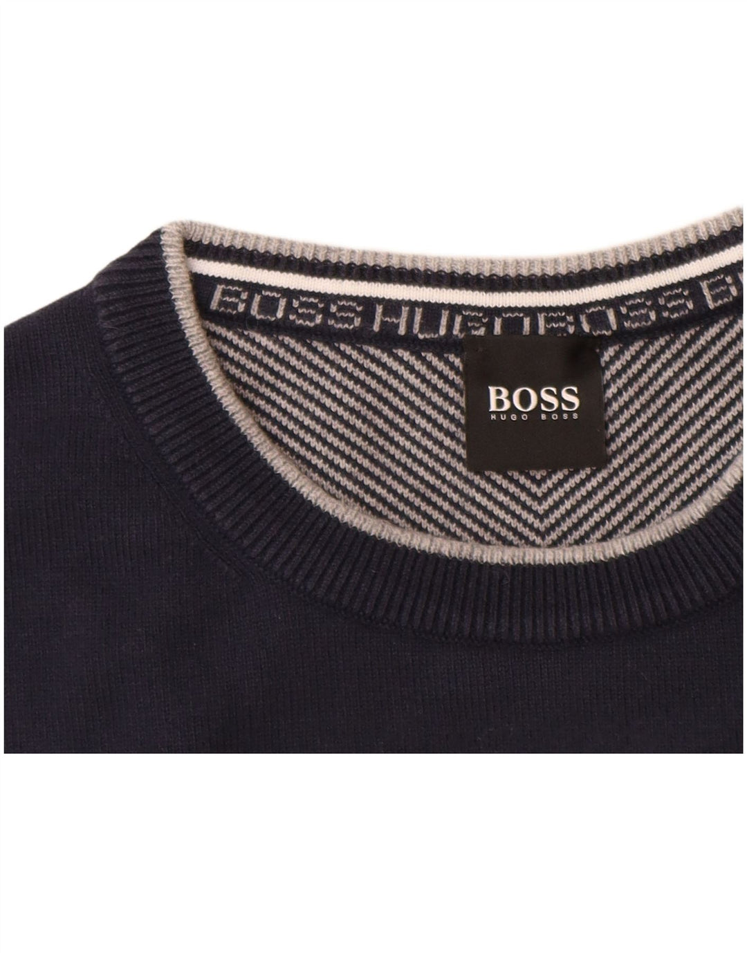 Pulover pentru bărbați HUGO BOSS, cu gât crew, bumbac mare, albastru bleumarin