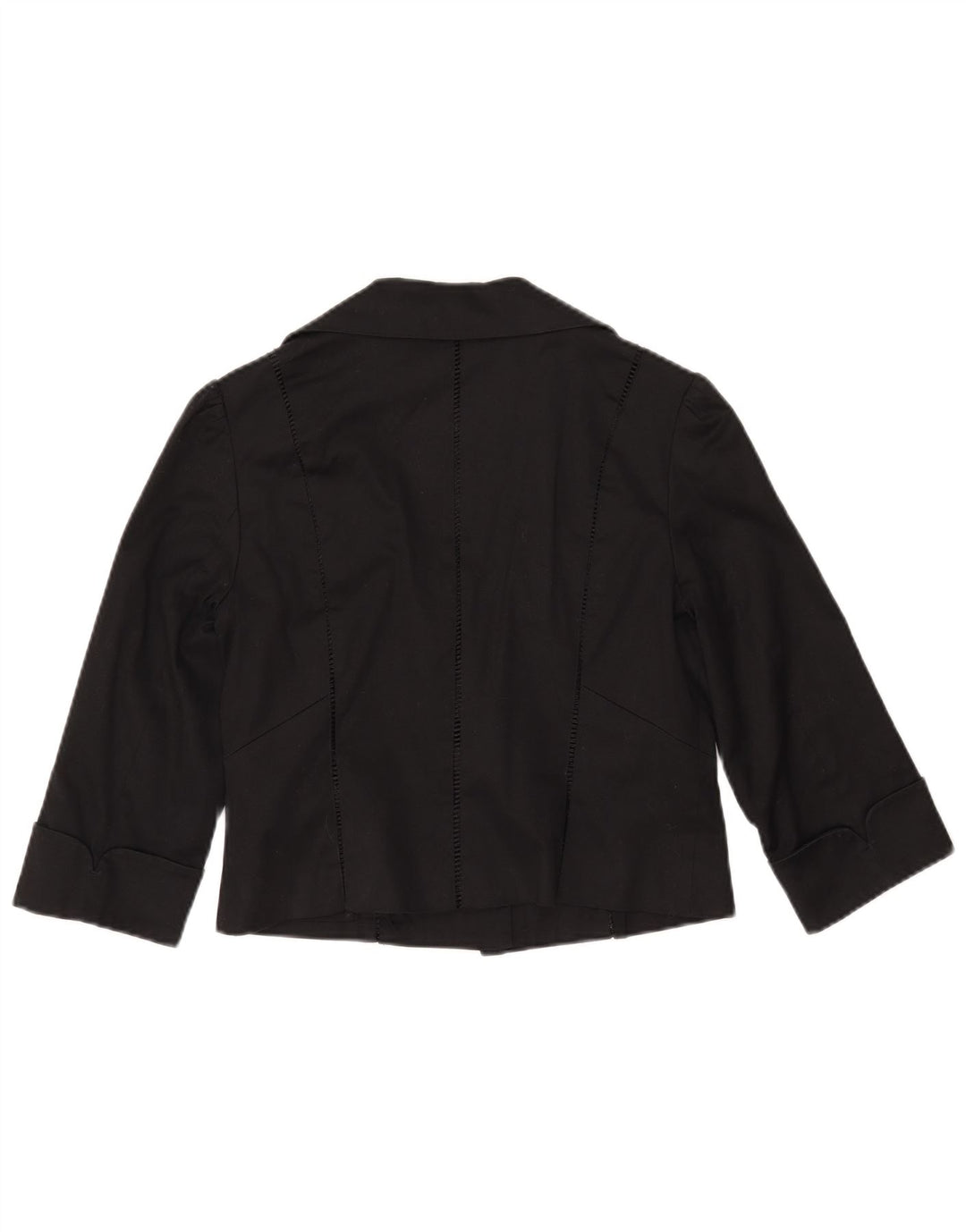 Jachetă Bolero pentru femei Coastă cu mâneci 3/4 UK 12, bumbac mediu negru