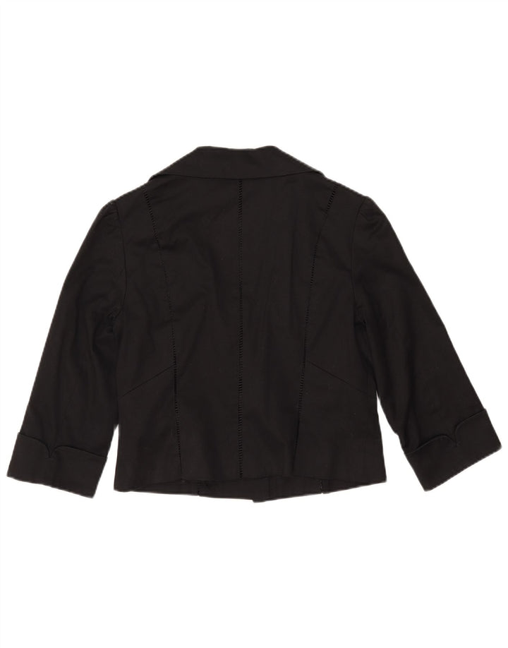 Jachetă Bolero pentru femei Coastă cu mâneci 3/4 UK 12, bumbac mediu negru