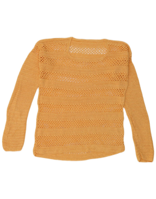 Bluză din croșetat vintage pentru femei UK 14 Large Yellow