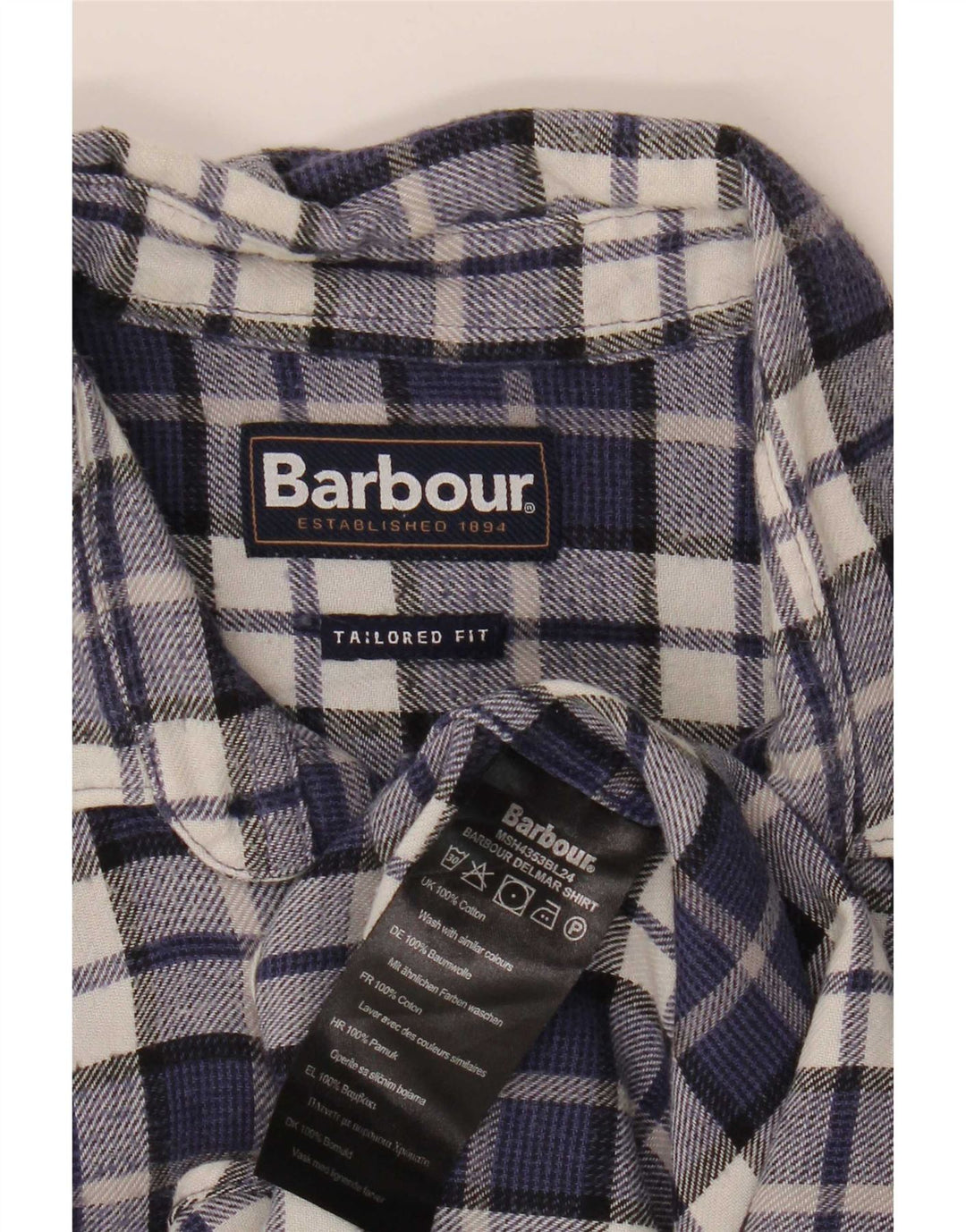 Cămașă de flanel pentru bărbați Barbour, croită, din bumbac cu carouri, albastru marin